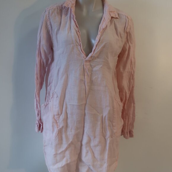 Womens CP Shades Pink 100% Linen Shirt Dress S - Picture 3 of 6